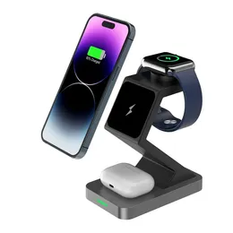 X3 15W Magnetic Wireless Charger för iPhone / IWatch / AirPods 3-i-1 Fast Charging Stand-White