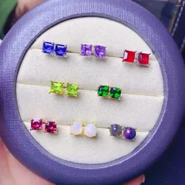 Saplama Küpe FS Moda Basit Yakut/Diopside/Garnet/Opal Doğal Gem S925 Kadınlar İçin Saf Gümüş Güzel Düğün Takı Meibapj