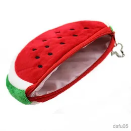 Handväskor 13*9cm Plush Coin Purse Cartoon Fruit Conger Card Earphone Plånbok Children Mini Handväska Vattenmelonflickor pojkar gåva