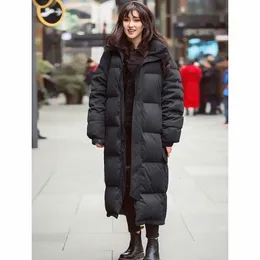 Parka da donna in piumino 90 Parka lungo in anatra bianca da donna Moda coreana Cappotto caldo spesso con cappuccio Solido Casual Impermeabile antivento Capispalla 231023