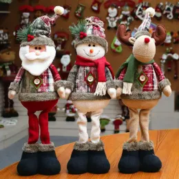 Juldockor träddekor Nyår prydnadsrenare snögubbe Santa Claus Standing Doll Navidad Decoration God jul 2023