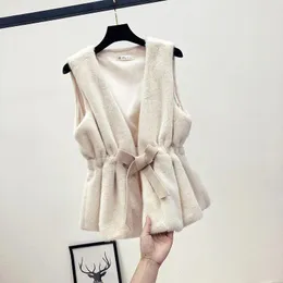 Women's Fur Autumn Winter Women Vest High Street Female Faux Waistcoat Chic Fleece Thick Warm Sleeveless Outwear R75