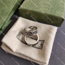 Anéis de engrenagem de designer vintage homens mulheres anel casal anéis de letras duplas com caixa