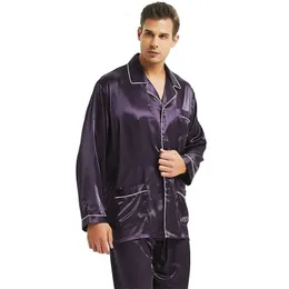 Mäns sömnkläder Mens Silk Satin Pyjamas Set Pyjama Pyjamas Set PJS Sleepwear Loungewear S M L XL XXL XXXL 4XL 231021