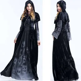 Costumi di Halloween Cos Horror Sexy Divertenti Adulti e bambini Halloween Nuovo teschio Stampa Strega Vampiro Regina Costume da spettacolo Costume da strega horror Strega