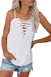 Camisoles Tanks White/Black/Apricot Sweet Cross Lace Patchwork V Neck Cami Top Women Summer Hollow Out Casual Beach Tank Tops S-2XL 231023