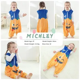 Pyjamas MICHLEY Halloween-Baby-Kostüm-Schlafsack, Kinderdruck, ärmellos mit Füßen, Unisex-Nachtwäsche, Schlafsack-Pyjama für Mädchen, Jungen, 1–6 Jahre, 231023