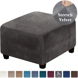 Chair Covers Velvet Fabric Square Ottoman Stretch Footstool Cover Bench Storage Stool Washable Furniture Protector 3 Size 231023