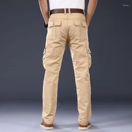 Męskie spodnie męskie męskie ładunki wiele kieszeni Military taktyka spodni losse prosta wiosenna letnia spodnie Safari Stule Sluse Mężczyzna