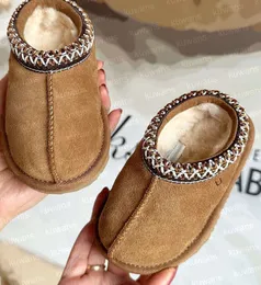 Tazz Tasman II Slippers Kids Baby Shoes Toddler Chestnut Fur Slides Sheepskin Shearling Classic Ultra Mini Boot Winter Mule Slip-On Wool Little Big Yu551