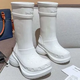 Ayak bileği botları balencihoes moda şövalye su botları yüksek ayakkabılar büyük kafa yağmur botları kollu su geçirmez slip yağmur ayakkabıları abrrl