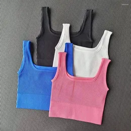 Roupa de yoga sem costura colete feminino verão sem mangas camisas esportivas u-pescoço colheita superior ginásio roupas de treino correndo tanque sutiã de fitness