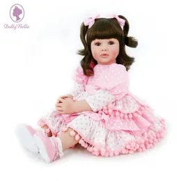 Dolls 60cm Real Baby Reborn Toddler Doll Girl Princess Dress Up Cloth Body Silicone Vinyl Doll Adorable Bebe Reborn Menina 231023