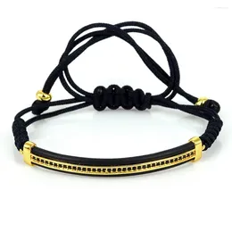 Charm Bracelets Men Leather Bangles & Riviere Protecting Micro Pave Black CZ Macrame Bracelet For