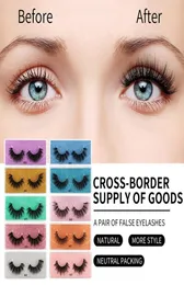 Tjock Curly Crisscross 3D False Eyelashes Soft Vivid återanvändbar handgjorda röriga falska fransar naturligt långt fullt strip frans lätt för We9077017