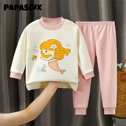 Pajamas Autumn Winter Boys Girls Warm Pajamas Kids Cute Cartoon Animal Long Sleeve T-shirt with Pants Baby Sleepwear Clothing Sets 231023