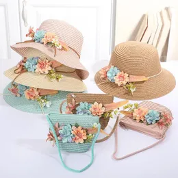 Hair Accessories Summer Children's Straw Hats Baby Girls Breathable Lace Cap Bow Beach Sun Hat Kids Princess Travel Sunshade