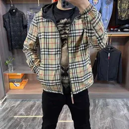 High-quality Asian sizeBurber Spring New Men's Jacket Fashion Two Sided Wear Hooded Cardigan Coat Versatile Casual Personality