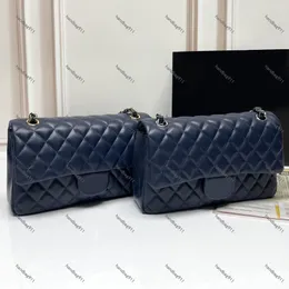 Designer Shoulder Bag Women Small Double Flap Chain Bag 25/14/7CM Luxury Designers Real Leather Caviar Lambskin Classic All Black Purse Quilted Handbag Wallet