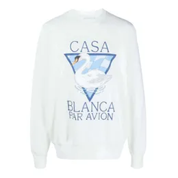 Casablanc Warm Tops 23AW modello cigno in cotone Felpa da uomo e da donna maglioni Nuovo Casablanca Designer Fashion Allentato girocollo stampato Pullover Top casual