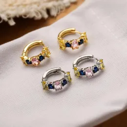 Hoop Earrings Mafisar Luxury Cubic Zircoina Inlay Wedding Jewelry Gold/Silver Color Crystal Cute For Elegant Women Gift