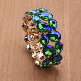 Charme pulseiras 2023 de alta qualidade azul branco fileira dupla gota de água cristal diy elástico mulheres metal dourado feito à mão