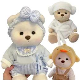 دمى Plush 30cm Teddy Bear Toy Cute Change Dilling Litted Little Little Brown Plushie Doll Dold Higrings 231021