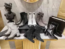 Kobiety designerki buty Chunky High Heels zamsz skórzany but zimowy śnieżny impreza ślubna ciepłe botki z pudełkiem