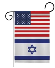 US Israel Friendship Garden Flag Outdoor Decorative Yard Decoration Digital printing Imitation Linen Double-sided Printing Flag