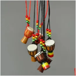 펜던트 목걸이 펜던트 목걸이 미니 Jambe 드러머 판매 djembe 퍼커션 악기 목걸이 아프리카 핸드 드럼 보석 DHetd