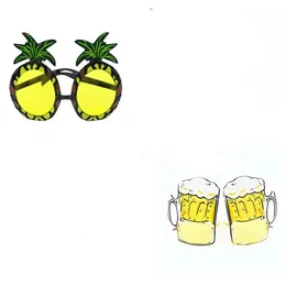 Hawaiian Beach Pineapple Solglasögon gula ölglasögon hönsfest fancy klänning Goggles roliga halloween presentmode favorit SN6278