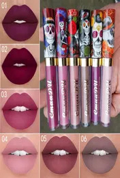 CMAADU Matte Lip Gloss 6 Colors Liquid Lipstick Ripstick مقاوم للماء و Longlasting جمجمة Tupe Lipsticks Makeup239i4964927