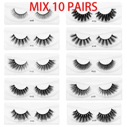 Färgkort Förpackning 10 Modeller Eye Makeup Eyelashes Fluffy Soft Natural Long Faux Mink Fake Lashes Faux Cils Wispy Beauty Lashes in Bulk