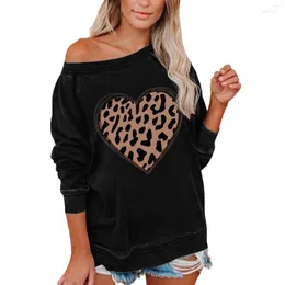 Kvinnors hoodies kvinnors leopardtryck alla hjärtans dag harajuku söt streetwear överdimensionerad hoodie för kvinnor estetisk punk stil