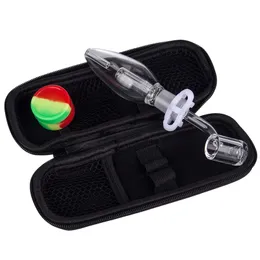 NC019 Egg Shape Smoking Glass Filter Pipes Bubbler With 10mm 14mm Ti-tip or 100% Real Quartz Banger Nail Dab Tool Zipper Case Mini glass water pipe