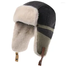 Berretti da uomo invernali sovietici Lei Feng cappelli di lana all'aperto colbacco russo addensare antivento caldo berretto con paraorecchie in pelliccia sintetica