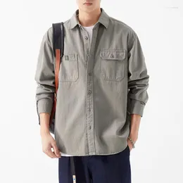 Camicie casual da uomo Camicie da uomo a maniche lunghe di marca 2023 di marca Autunno Inverno Camicia in cotone stile coreano allentato per uomo Camicette Harajuku