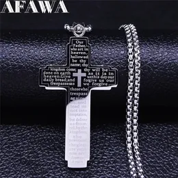 Chokers Christian Bible Cross Chain Necklace Stainless Steel Pendant Necklace for Men Religious Prayer Jesus Jewelry corrente masculina 231021