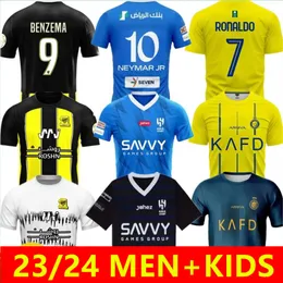 23 24 Benzema al Ittihadサッカージャージ2023 2024 Al Hilal Saudi Ronaldo Neymar Jr Kante Men Kids Kitフットボールシャツ