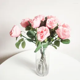Dekoracyjne kwiaty Northle 10 szt. / Lot Artificial Rose Flower Red Wedding Decoration Silk Home Fake Flores