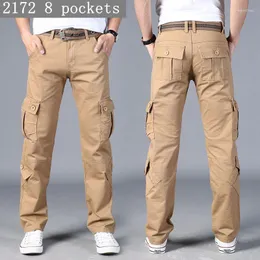 Pantaloni da uomo Salopette da uomo primaverile da uomo spessa allentata dritta multi-tasca marca marea all'aperto autunno abbigliamento casual lungo