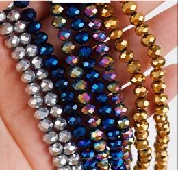 DIY smycken tillbehör material 6mm 1000pcs plätering bländande färg platt österrike kristallpärlor fasetterade klipp glaspärlor lösa distanspärlor