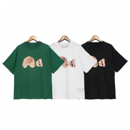 Designer Pa T Shirt of Luxury Brand Palmsummer High Collar Star Wreaked Bear Loose Casual Cotton Solid Green Short Hide Tshirt för män och kvinnor