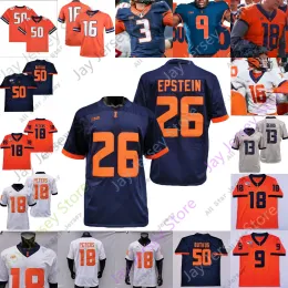 BENUTZERDEFINIERTE Fußballtrikots Illinois Fighting Illini Fußballtrikot NCAA College DeVito Chase Brown Jartavius Martin Devon Witherspoon Pat Brya