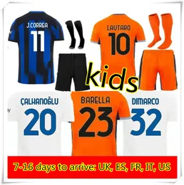 Barnfotbollströjor Inters 23 24 Lautaro Thuram Barella Bambini Maillot de Football Shirt Child Uniform