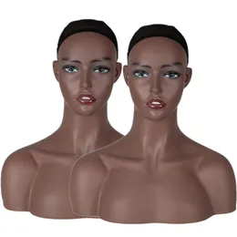 USA Warehouse Kostenloser Versand 2 TEILE/LOS PVC-Mannequinkopf mit Schultern für Perückendisplay-KopfMannequin-Haarständer unzerbrechlicher Mannequinkopf