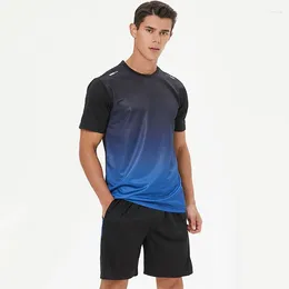 Men's T-skjortor Sport Set Summer Running Equipment Snabbt DIER Kort ärm T-shirt Training Fitness Suit