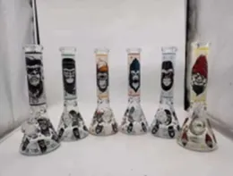 Cachimbos de água brilham no escuro Water Bong Oil Dab Rigs 9,8 '' conjunto de vidro conjunto bongos impressos dab rig