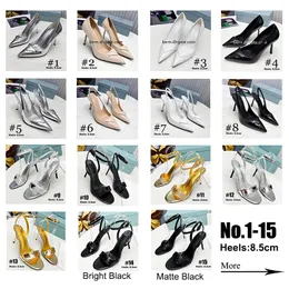 5Styles Premium Fashion Women's Pointed Toes High Heels Sandaler med 8,5 cm tunna klackar klädskor