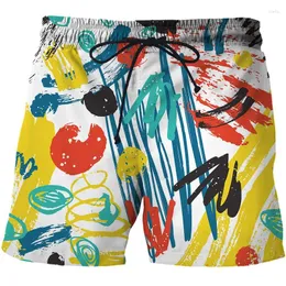 Herren-Shorts, 2023, abstrakte Graffiti-Kunst, Sommer, 3D-gedrucktes Brett, Übergröße, Surf-Trunk, XXS-4XL, Herren-Badebekleidung, kurze Hose